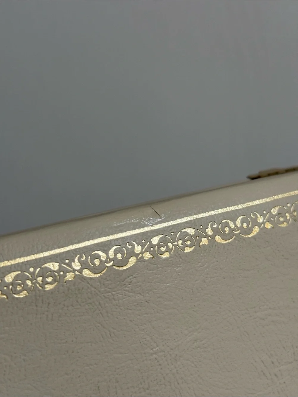 Vintage Cream Jewelry Storage Box with Gold Trim